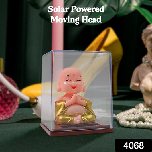 Solar Power Moving Head Buddha Statue Car Ornament (1 Pc  Mix Color)